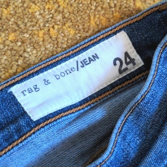 Rag & Bone The Skinny Sloane Plaid Repair Distressed Jeans Red Black Low Rise 24 - Picture 11 of 16